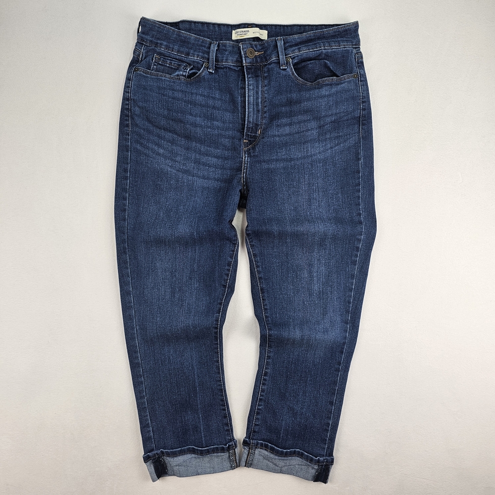 Levi Strauss Capri Women 12 W31 Blue Mid-Rise Signature Gold Stretch Denim Jeans